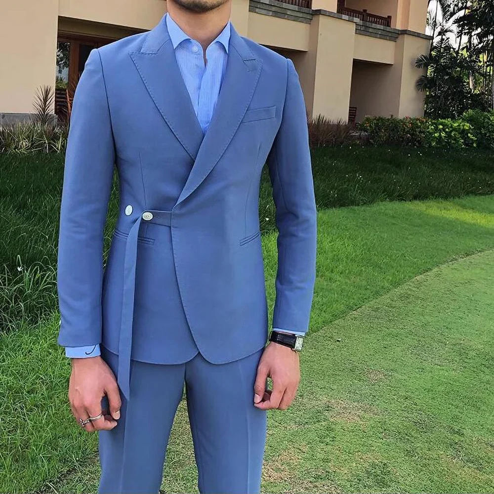 New Fashion Men Suits Blue Peak Lapel and Belt Linen Men's Clothing Smart Casual Groom Wedding Slim Fit 2 Piece Blazer Pants
New Fashion Men Suits Blue Peak Lapel and Belt Linen Men's Clothing Smart Casual Groom Wedding Slim Fit 2 Piece Blazer Pants