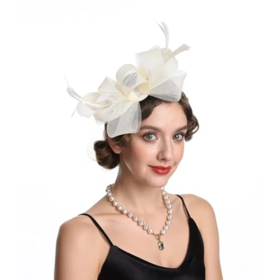 SAFERIN Elegant Women's Fascinator Hat with Veil and Feather Hair Clip Headpiece for Weddings Tea Party
SAFERIN Elegant Women's Fascinator Hat with Veil and Feather Hair Clip Headpiece for Weddings Tea Party