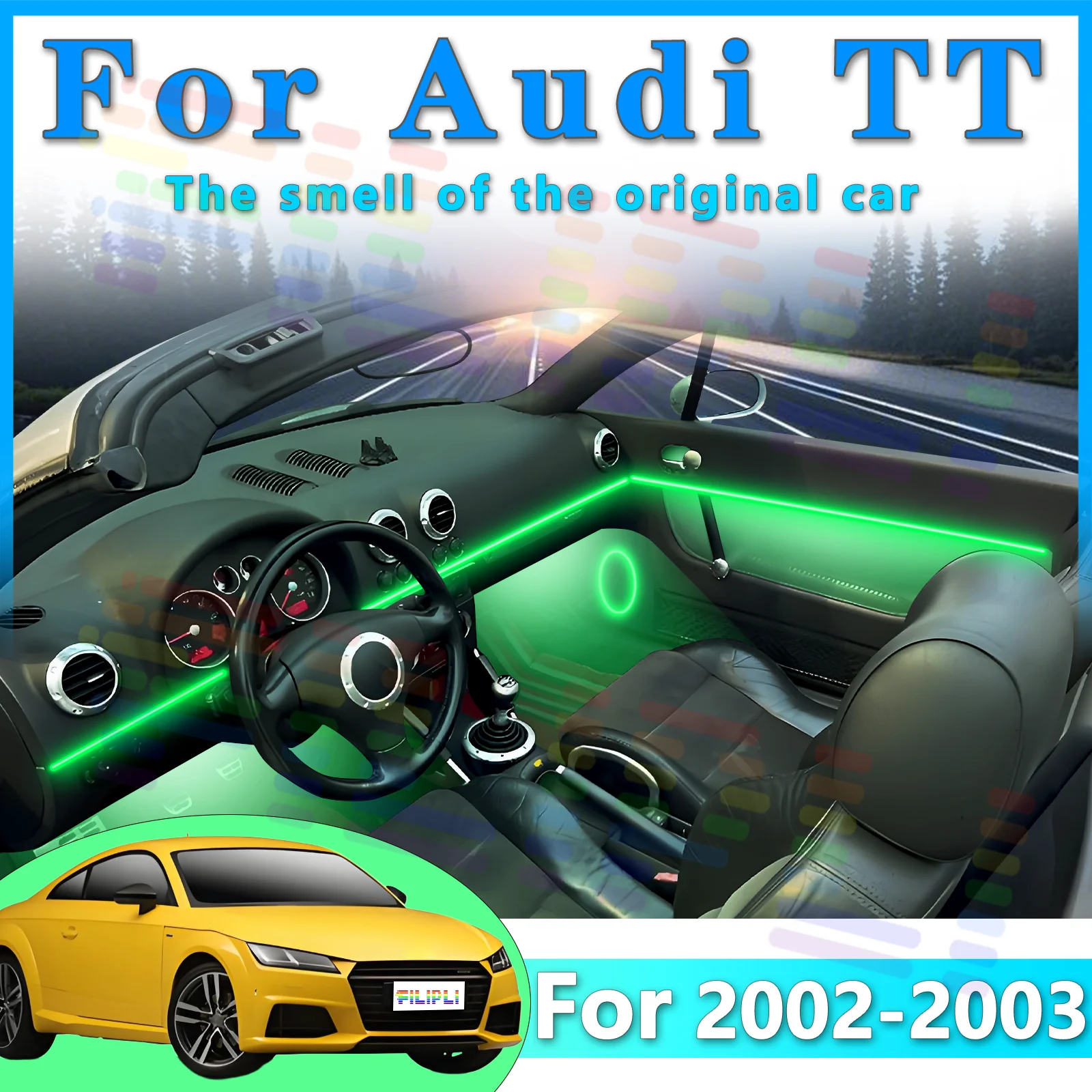FILIPLI для Audi TT1, двухдверная внутренняя акриловая светодиодная лента, 64 цвета, приложение, управление для усиления уровня внутреннего освещения
FILIPLI для Audi TT1, двухдверная внутренняя акриловая светодиодная лента, 64 цвета, приложение, управление для усиления уровня внутреннего освещения