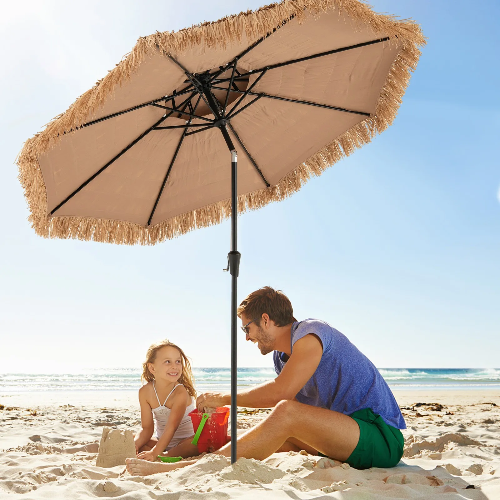 9 ft Thatched Tiki Patio Umbrella Beach Pool Sun Shade 2 Tier Hawaiian Crank
9 ft Thatched Tiki Patio Umbrella Beach Pool Sun Shade 2 Tier Hawaiian Crank