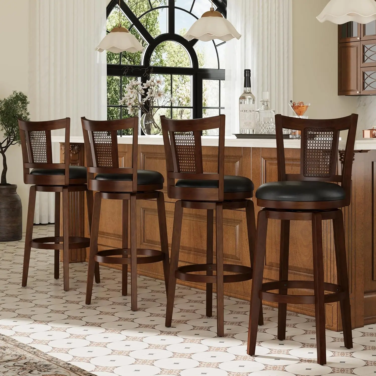 30in Swivel Wooden Bar Stool Set 4 Upholstered Faux Leather Back Kitchen Counter Height Vintage Customized
30in Swivel Wooden Bar Stool Set 4 Upholstered Faux Leather Back Kitchen Counter Height Vintage Customized