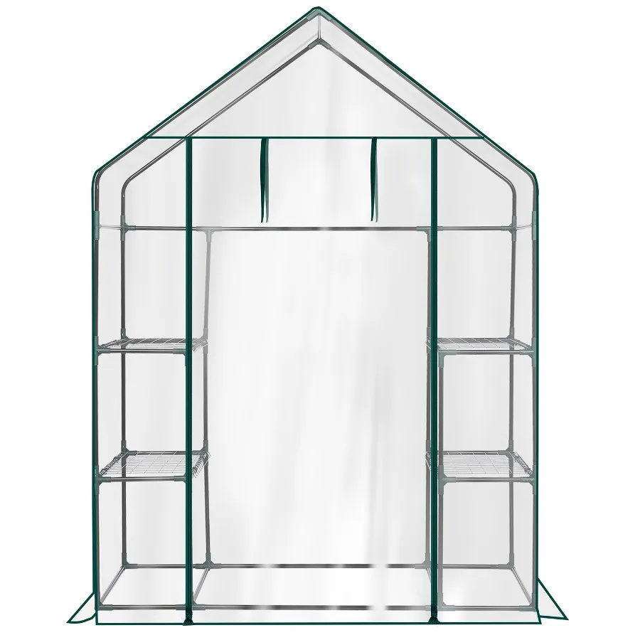 Mini Walk-in Greenhouse with PVC Cover, 4-Shelf Indoor Outdoor Plant Gardening Green House for Garden Backyard, 56" x 29" x 77"
Mini Walk-in Greenhouse with PVC Cover, 4-Shelf Indoor Outdoor Plant Gardening Green House for Garden Backyard, 56" x 29" x 77"
