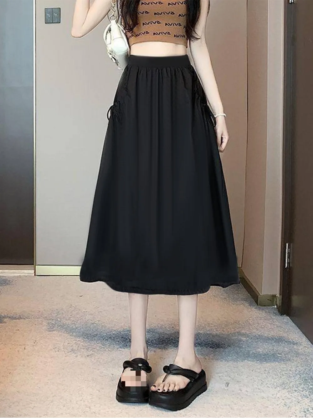 Drawstring workwear midi skirt for women in spring and autumn, small height, high waist, A-line skirt, medium length skirt
Drawstring workwear midi skirt for women in spring and autumn, small height, high waist, A-line skirt, medium length skirt