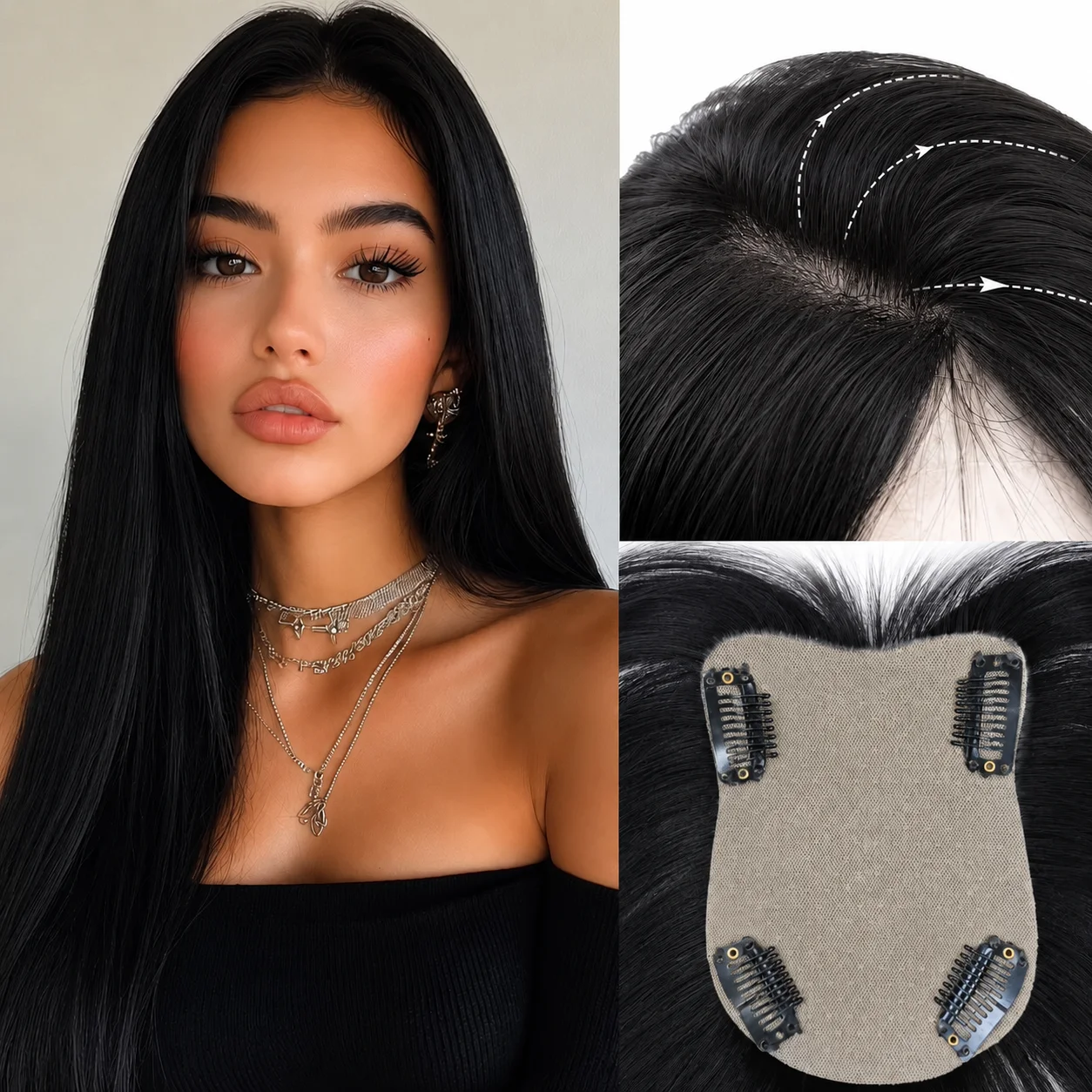 Straight Hair Topper For Women Skin Silk Base Virgin Human Hair Piece Cover Breathable Silk Top Toupee with Clips in
Straight Hair Topper For Women Skin Silk Base Virgin Human Hair Piece Cover Breathable Silk Top Toupee with Clips in