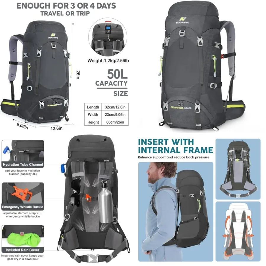Internal Frame Hiking Backpack 50/60/65/70/80L, Mountain Climbing Camping Backpack Daypack Waterproof Rain Cover Mountain Climb
Internal Frame Hiking Backpack 50/60/65/70/80L, Mountain Climbing Camping Backpack Daypack Waterproof Rain Cover Mountain Climb
