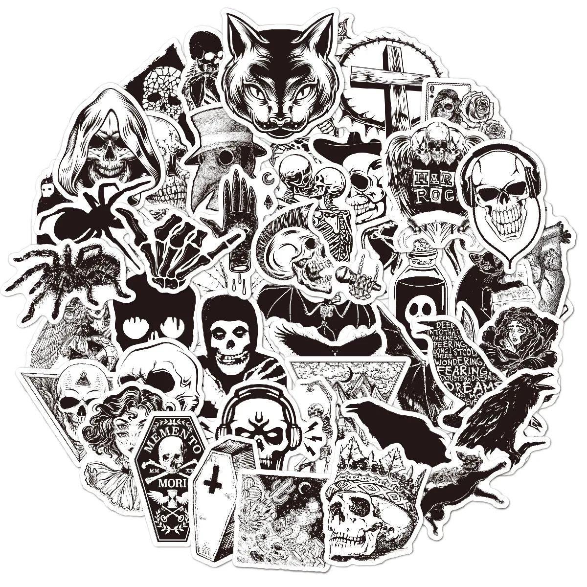 Halloween Gothic Style Stickers 50pcs Black and White Decorative Luggage Notebook Waterproof Stickers
Halloween Gothic Style Stickers 50pcs Black and White Decorative Luggage Notebook Waterproof Stickers