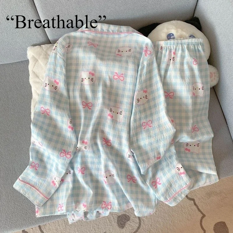 Women's Hello Kitty Ribbon 2-Piece Flannel Pajamas Set Long Sleeve Winter Loungewear Blue with Pink
Women's Hello Kitty Ribbon 2-Piece Flannel Pajamas Set Long Sleeve Winter Loungewear Blue with Pink