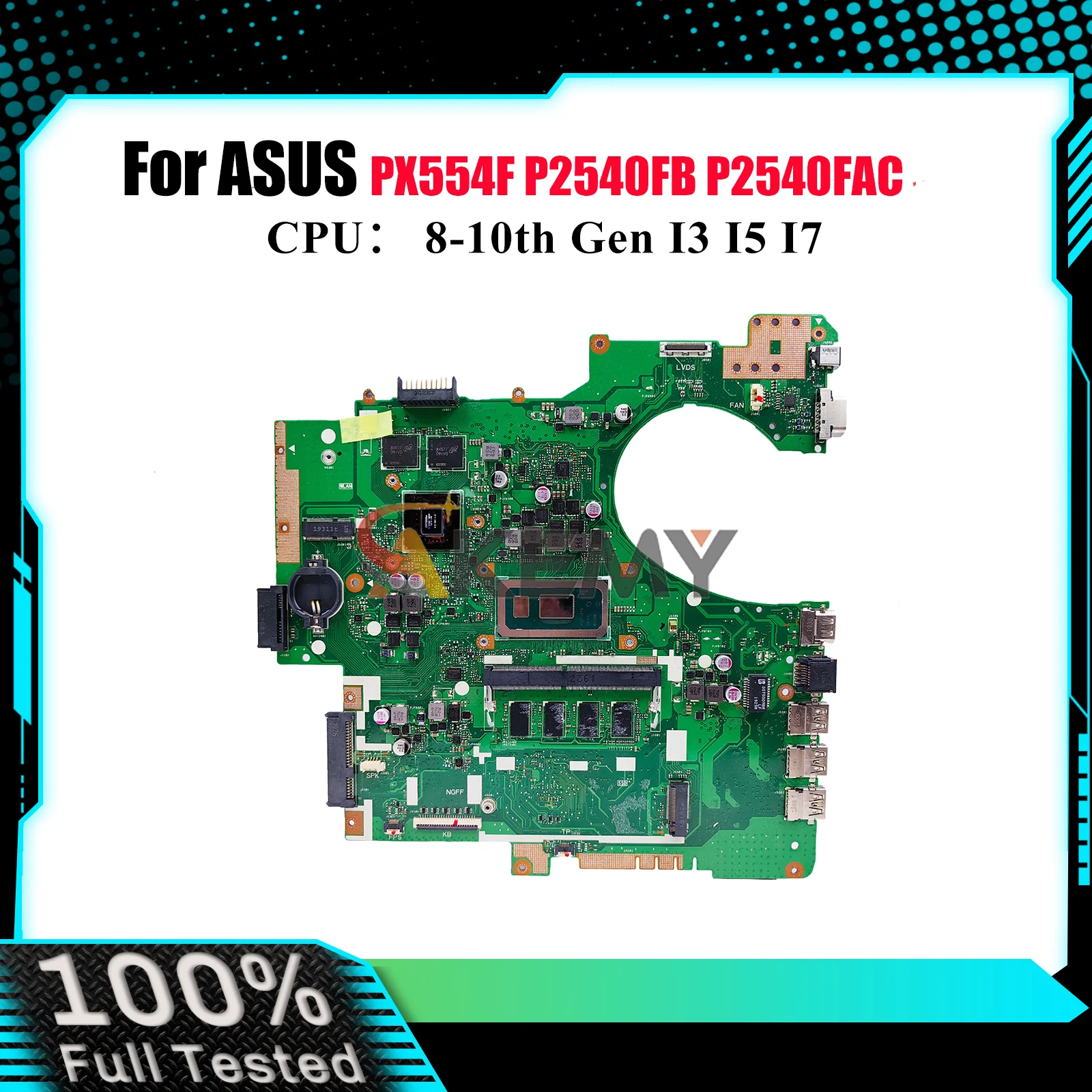 P2540FB Материнская плата для ноутбука ASUS ProArt P2540F PX554F P2540FAC P2540FB Материнская плата для ноутбука с процессором I3 I5 I7 100% tests OK stk
P2540FB Материнская плата для ноутбука ASUS ProArt P2540F PX554F P2540FAC P2540FB Материнская плата для ноутбука с процессором I3 I5 I7 100% tests OK stk