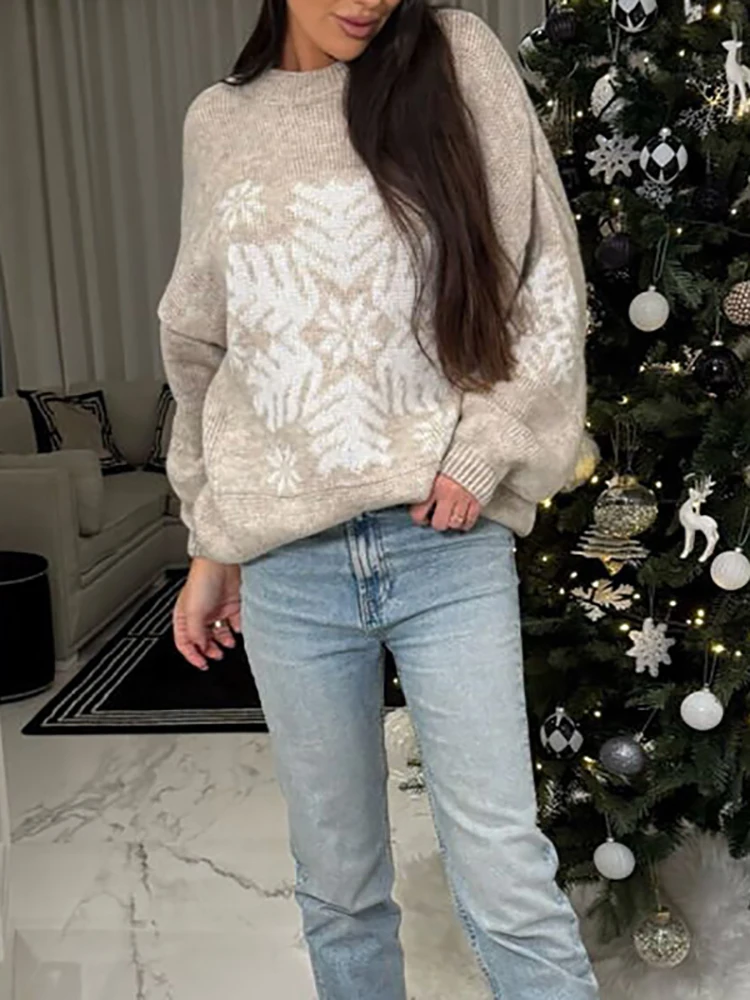 2025 Winter New Christmas Sweater Women's Fashion O-neck Loose Knitted Top Elegant Snowflake Long Sleeve Warm Sweater Pullover
2025 Winter New Christmas Sweater Women's Fashion O-neck Loose Knitted Top Elegant Snowflake Long Sleeve Warm Sweater Pullover