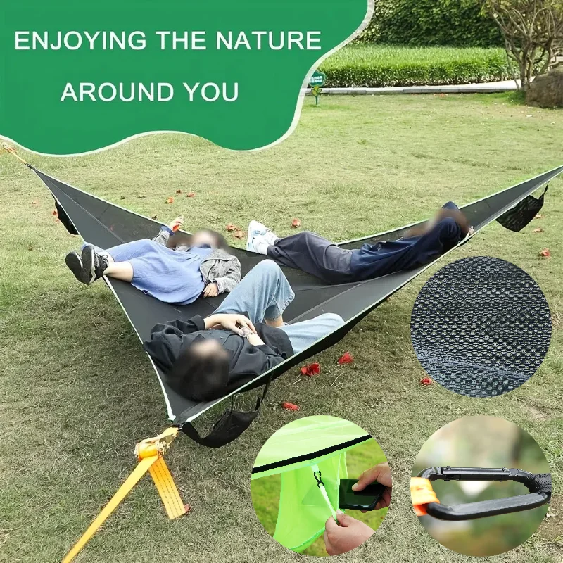 Portable Triangular Camping Hammock with Air Polymer - 2/3 Person Aerial Mat Outdoor Travel Sleep Bed & Sun Shelter
Portable Triangular Camping Hammock with Air Polymer - 2/3 Person Aerial Mat Outdoor Travel Sleep Bed & Sun Shelter