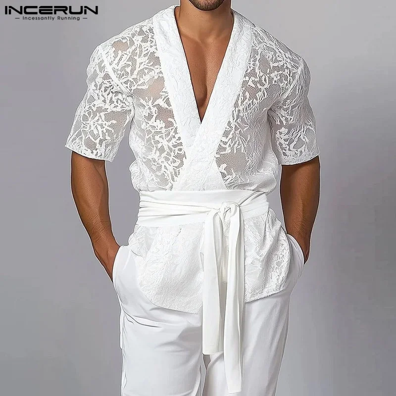INCERUN Men Shirt Lace Transparent Sexy V Neck Short Sleeve Lace Up Men Clothing Summer 2025 Fashion Party Unisex Shirts S-5XL
INCERUN Men Shirt Lace Transparent Sexy V Neck Short Sleeve Lace Up Men Clothing Summer 2025 Fashion Party Unisex Shirts S-5XL