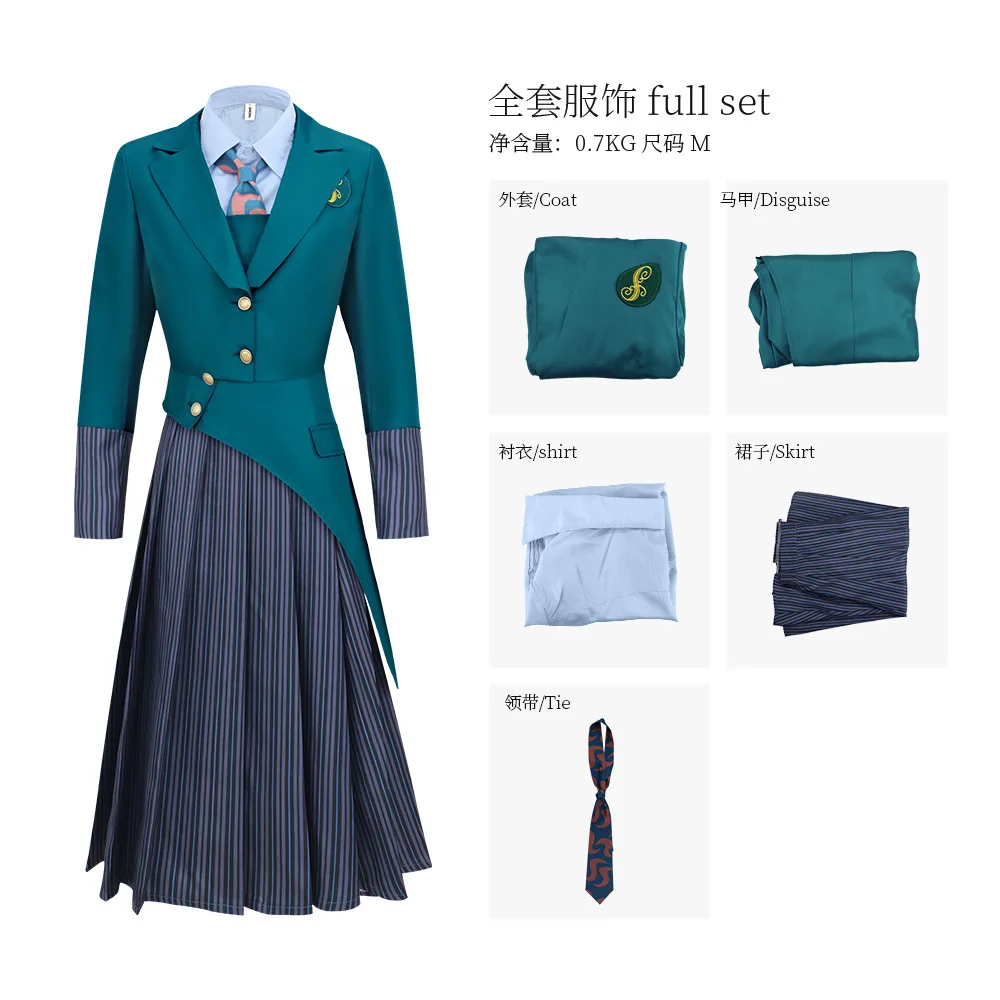 Magic Wicked Witch Glinda Evba Women's School Uniform Cosplay Outfit Girl Blue Shirt Green Jacket
Magic Wicked Witch Glinda Evba Women's School Uniform Cosplay Outfit Girl Blue Shirt Green Jacket