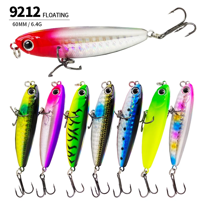 60mm 6.4g Topwater Pencil Fishing Lures Surface WTD Saltwater Freshwater Artififcial Baits for Pike Bass Trout Fishing Supplies
60mm 6.4g Topwater Pencil Fishing Lures Surface WTD Saltwater Freshwater Artififcial Baits for Pike Bass Trout Fishing Supplies