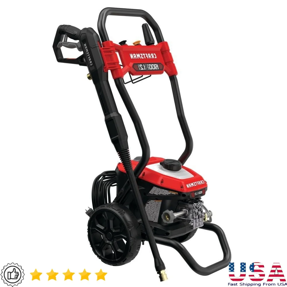 Electric Pressure Washer 1900 PSI 1.2 GPM with Integrated Soap Tank Onboard Storage 25ft Hose 35ft Cord 8 Inch Wheels
Electric Pressure Washer 1900 PSI 1.2 GPM with Integrated Soap Tank Onboard Storage 25ft Hose 35ft Cord 8 Inch Wheels
