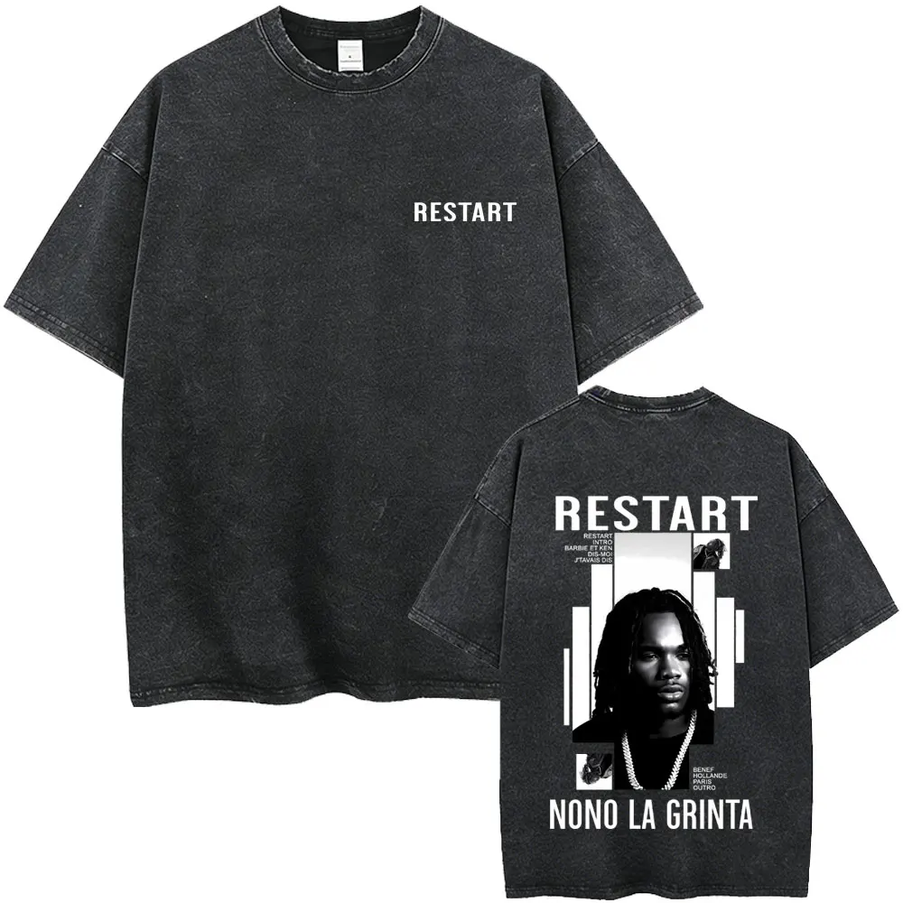 Washed Vintage Rapper Nono La Grinta RESTART Album Graphic T-shirt Men Hip Hop Fashion Pop Music T-shirts Male Oversized T Shirt
Washed Vintage Rapper Nono La Grinta RESTART Album Graphic T-shirt Men Hip Hop Fashion Pop Music T-shirts Male Oversized T Shirt