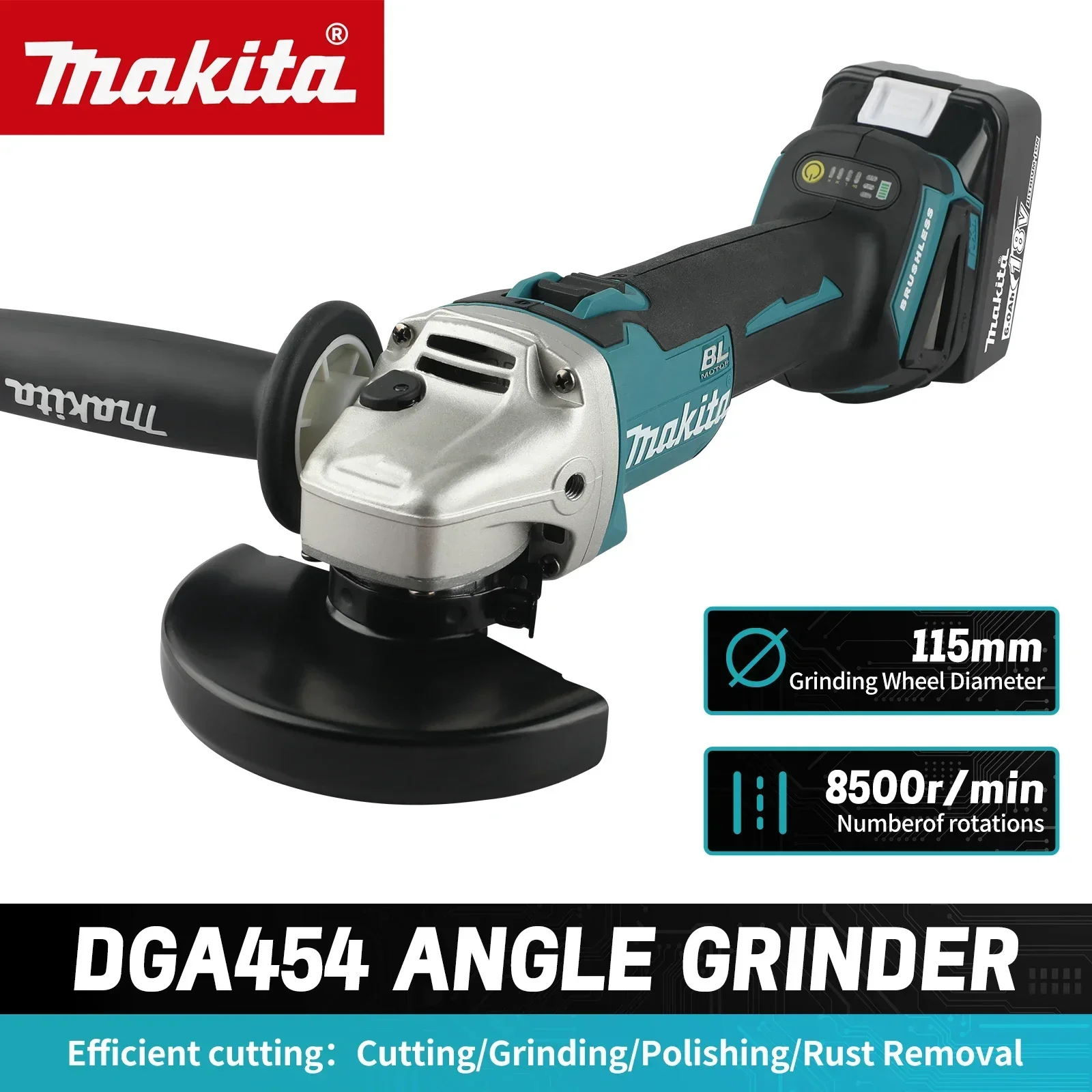 Makita 2025 НОВАЯ угловая шлифовальная машина DGA454: 18 В, 8500 об/мин, колесо 115 мм, 660 Вт, 3 шестерни, идеально подходит для резки/шлифовки деревянных и металлических досок
Makita 2025 НОВАЯ угловая шлифовальная машина DGA454: 18 В, 8500 об/мин, колесо 115 мм, 660 Вт, 3 шестерни, идеально подходит для резки/шлифовки деревянных и металлических досок