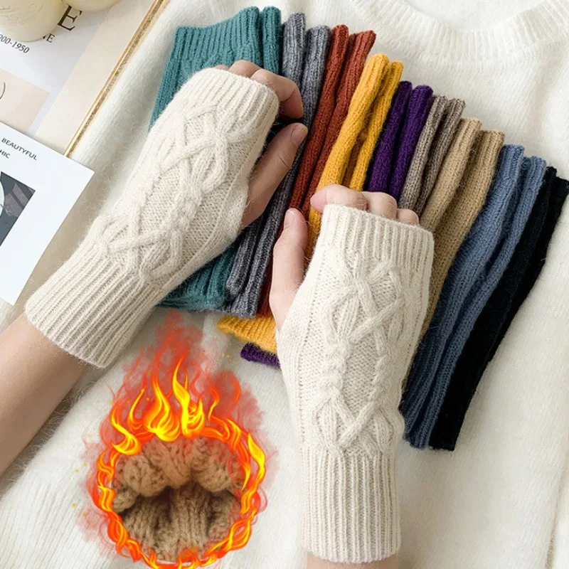 New Winter Warm Thick Wool Fingerless Gloves Fashion Knitted Long Sleeve Half Finger Gloves for Women Men Twist Pattern Mittens
New Winter Warm Thick Wool Fingerless Gloves Fashion Knitted Long Sleeve Half Finger Gloves for Women Men Twist Pattern Mittens