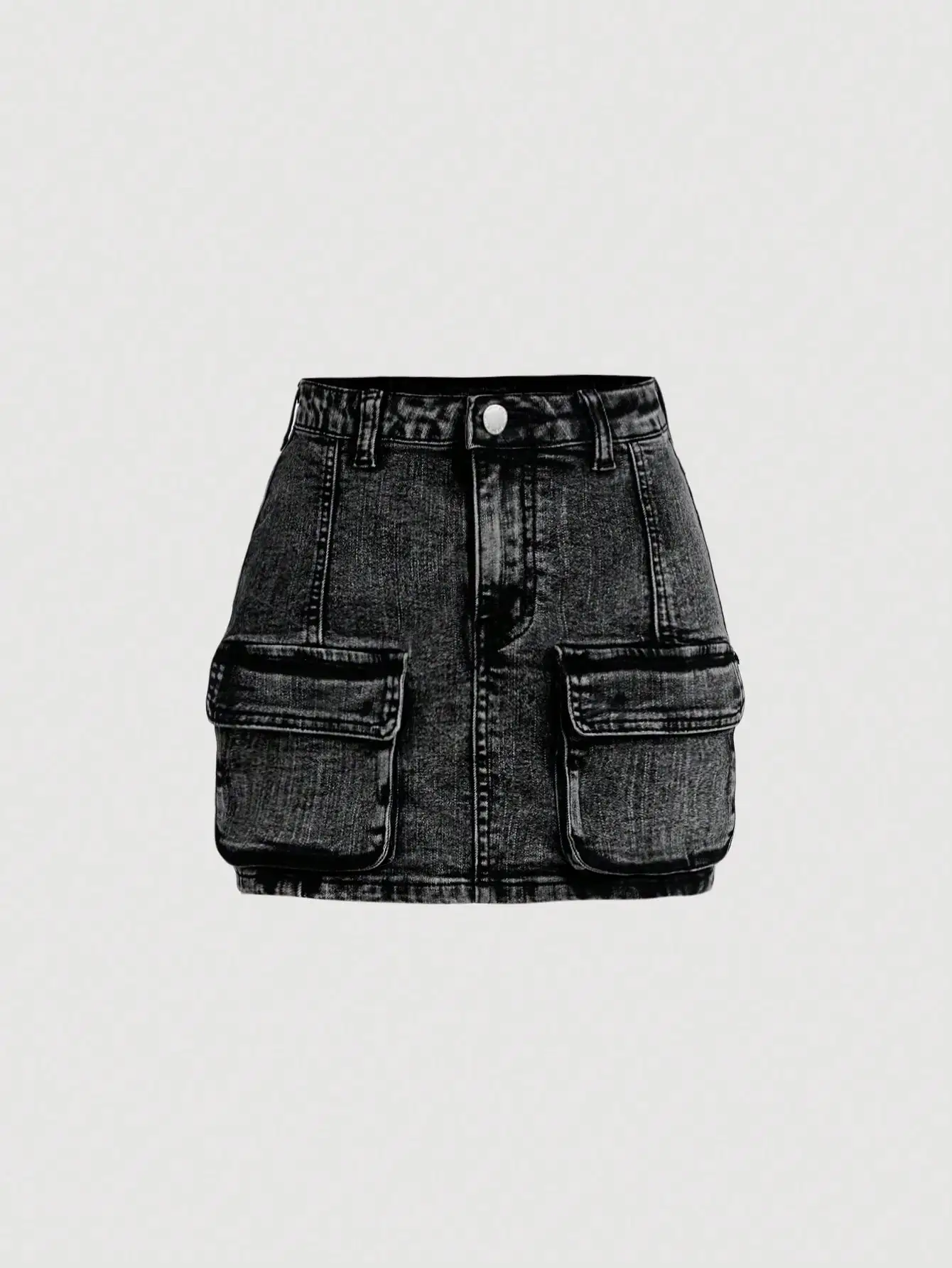 Черная джинсовая мини-юбка с эффектом потертости и функциональными карманами для подростков
Черная джинсовая мини-юбка с эффектом потертости и функциональными карманами для подростков