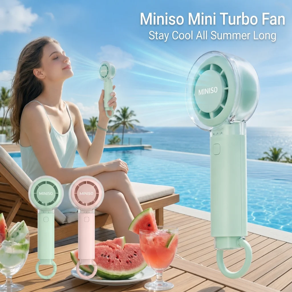 MINISO Portable Rechargeable Handheld Mini Fan 1800mAh Silent Turbo Fan 3 Speed Adjustable Outdoor Travel Pocket Cooling Fan
MINISO Portable Rechargeable Handheld Mini Fan 1800mAh Silent Turbo Fan 3 Speed Adjustable Outdoor Travel Pocket Cooling Fan