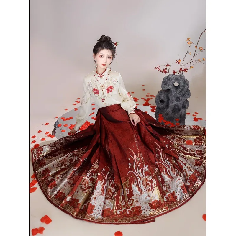 Red Hanfu Women's Spring and Autumn Toasting Clothing Chinese Style Improved Horse Skirt Set
Red Hanfu Women's Spring and Autumn Toasting Clothing Chinese Style Improved Horse Skirt Set