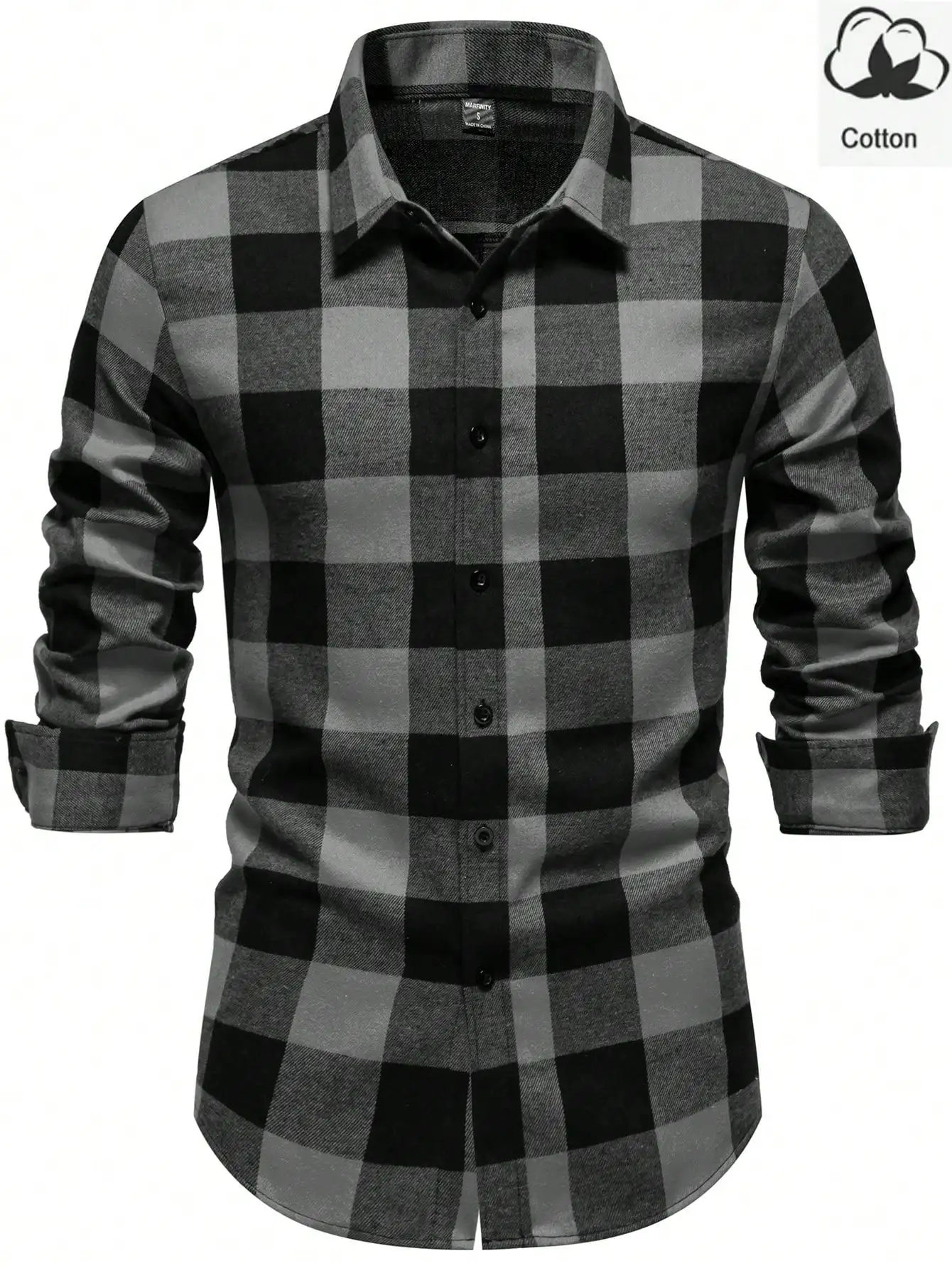 Men's Long Sleeve Casual Shirt, Black and Grey Plaid Pattern, Cotton, Fall Wear
Men's Long Sleeve Casual Shirt, Black and Grey Plaid Pattern, Cotton, Fall Wear