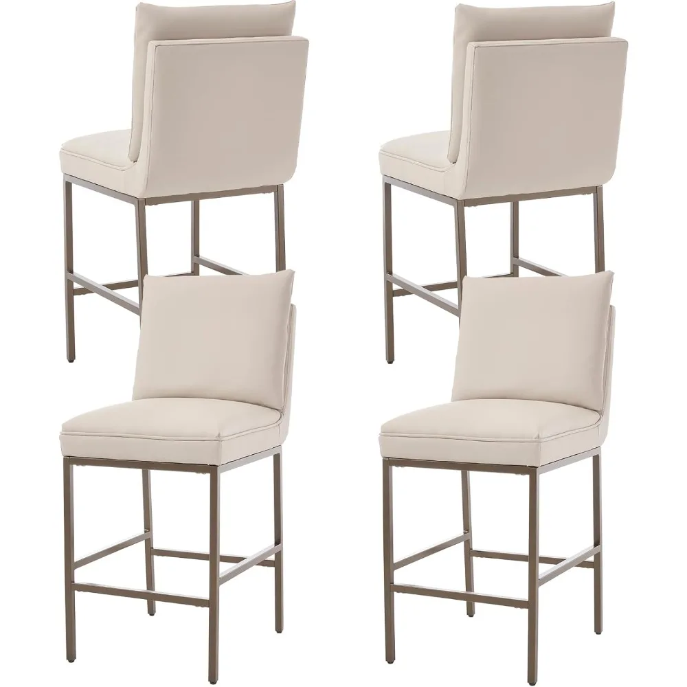 26” Beige PU Leather Bar Stools Set of 4 Modern Upholstered Counter Stools with Padded Back Cushion Comfy Kitchen Stools
26” Beige PU Leather Bar Stools Set of 4 Modern Upholstered Counter Stools with Padded Back Cushion Comfy Kitchen Stools