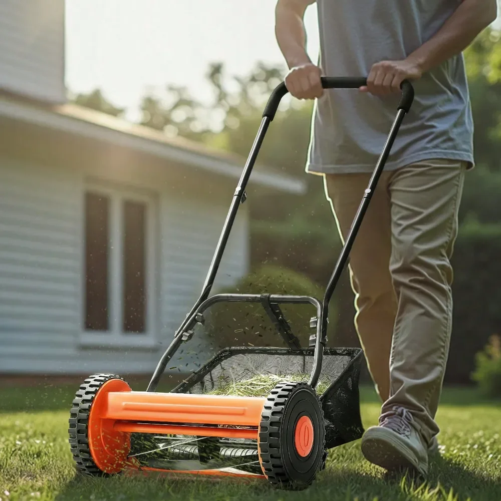 Reel Lawn Mower 16 Inch, 5 Blades Manual Push Mower No Motor, 0.61.75 In Adjustable Cutting Height, WalkBehind Lawn Mowers With
Reel Lawn Mower 16 Inch, 5 Blades Manual Push Mower No Motor, 0.61.75 In Adjustable Cutting Height, WalkBehind Lawn Mowers With