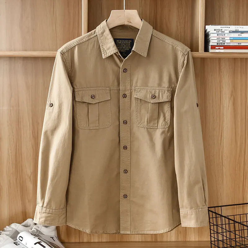 New Spring Men Cotton 100% Solid Long-sleeved Cargo Shirts Male Multi-pockets Casual Tooling Shirts Quality Man Loose Shirts 5XL
New Spring Men Cotton 100% Solid Long-sleeved Cargo Shirts Male Multi-pockets Casual Tooling Shirts Quality Man Loose Shirts 5XL