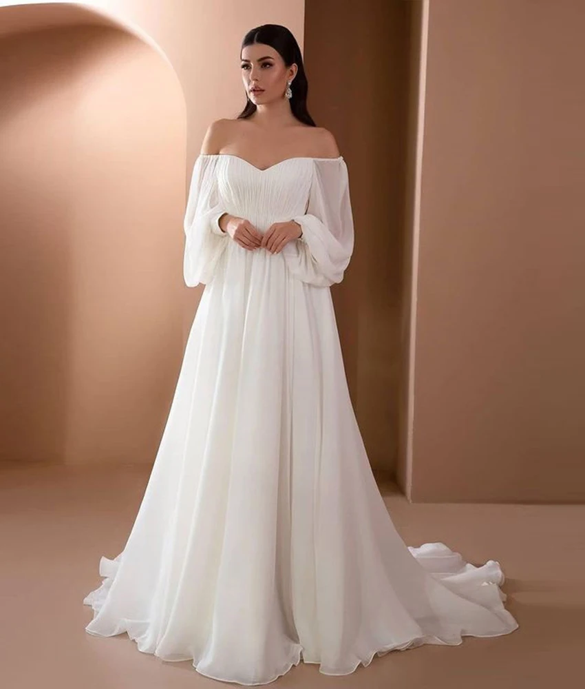 Customized Delicate Chiffon A-Line Off the Shoulder Evening Dress High Quality V-Neck Long Sleeves Floor Length Prom Gowns
Customized Delicate Chiffon A-Line Off the Shoulder Evening Dress High Quality V-Neck Long Sleeves Floor Length Prom Gowns