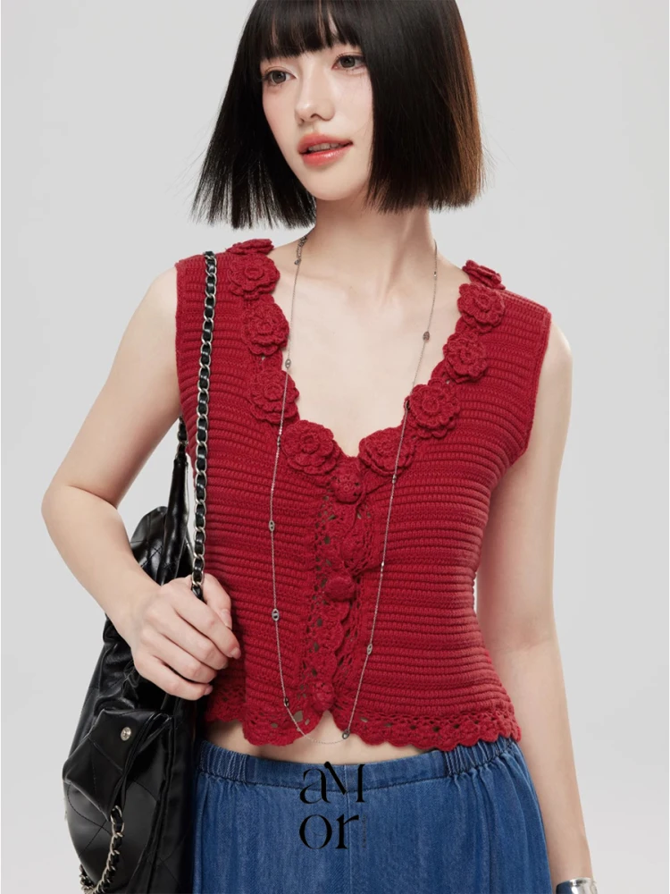Ayemorrey Boudry Red Rose Design Heavyweight Knitted Hooked Rose Vest Top Women's Fashion Original Design Slim Fit Short Style
Ayemorrey Boudry Red Rose Design Heavyweight Knitted Hooked Rose Vest Top Women's Fashion Original Design Slim Fit Short Style