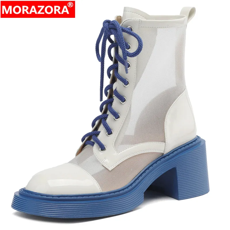 MORAZORA 2024 New Ladies Cool Summer Mesh Boots Fashion Patent Leather Women's Boots Lace Up Platform Ankle Boots
MORAZORA 2024 New Ladies Cool Summer Mesh Boots Fashion Patent Leather Women's Boots Lace Up Platform Ankle Boots