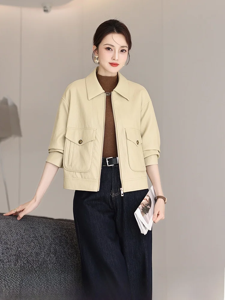 Новая женская кожаная куртка-жакет из овчины, укороченная, свободного кроя, в корейском стиле, для повседневной носки, с эффектом стройности
Новая женская кожаная куртка-жакет из овчины, укороченная, свободного кроя, в корейском стиле, для повседневной носки, с эффектом стройности