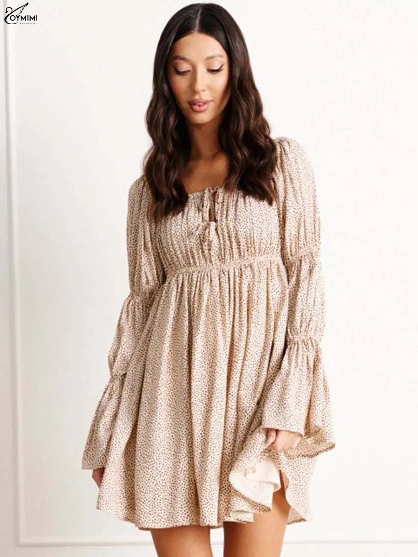 Oymimi Fashion Beige Print Womens Dresses Elegant Square Neck Long Sleeve Lace-Up Dresses Autumn High Waist Pleated Mini Dress
Oymimi Fashion Beige Print Womens Dresses Elegant Square Neck Long Sleeve Lace-Up Dresses Autumn High Waist Pleated Mini Dress