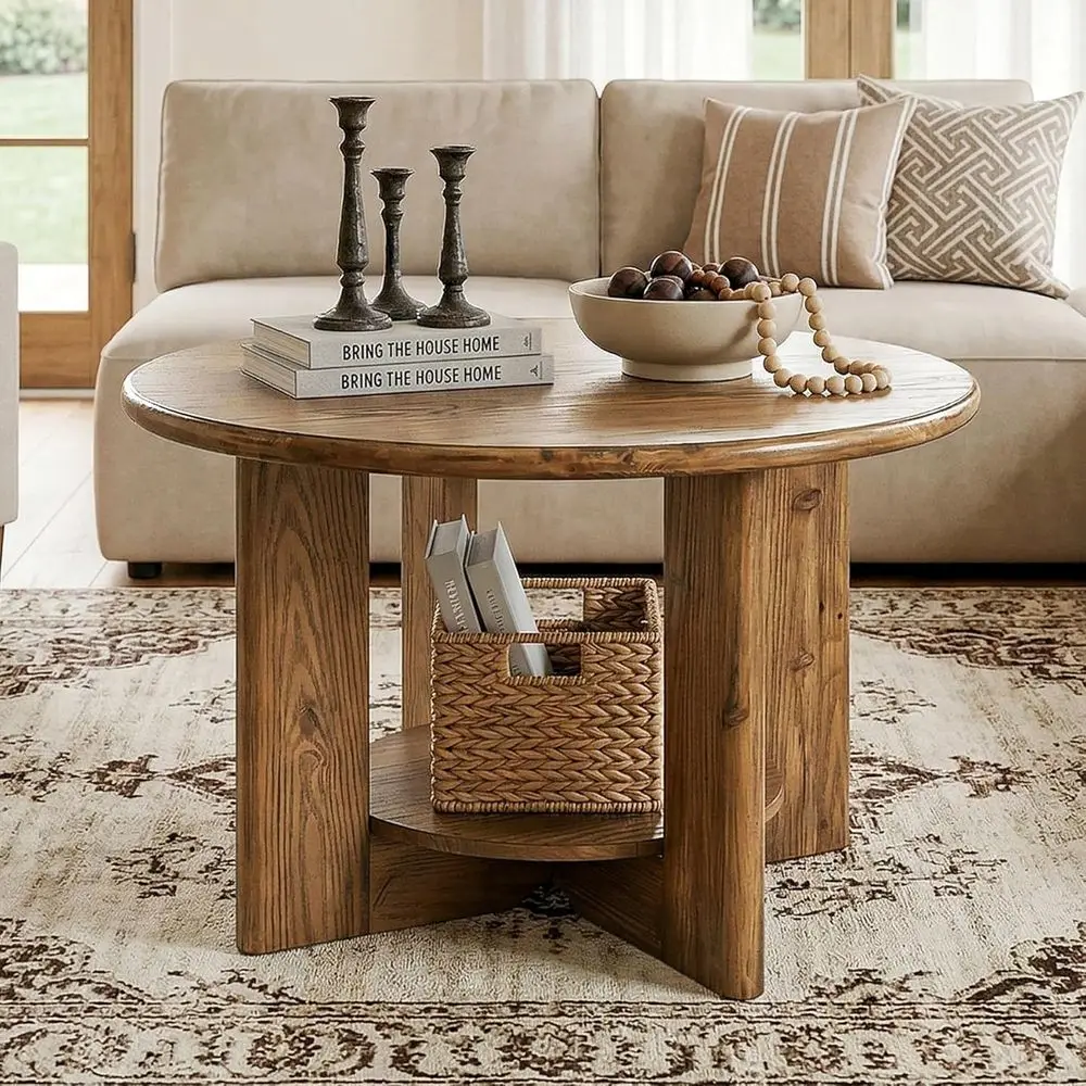 Rustic Brown Solid Wood 2-Tier Coffee Table for Small Living Spaces
Rustic Brown Solid Wood 2-Tier Coffee Table for Small Living Spaces