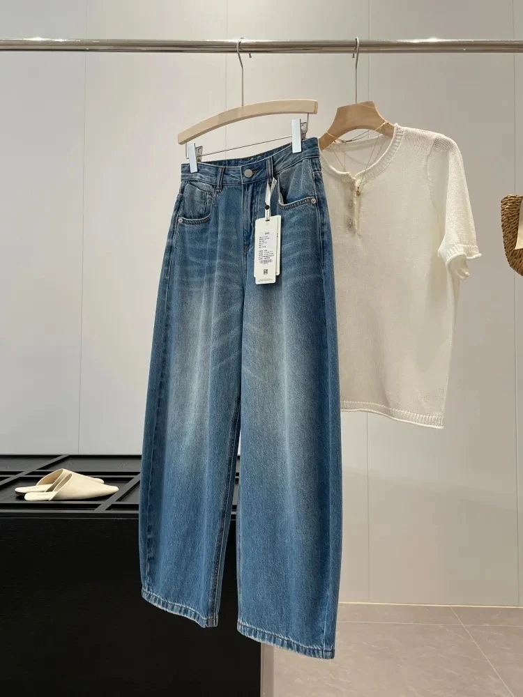 Slimming Balloon Denim Jeans Women's Spring Summer Washed Pure Cotton Wide Leg Pants High Waist Zipper Closure Casual Style
Slimming Balloon Denim Jeans Women's Spring Summer Washed Pure Cotton Wide Leg Pants High Waist Zipper Closure Casual Style