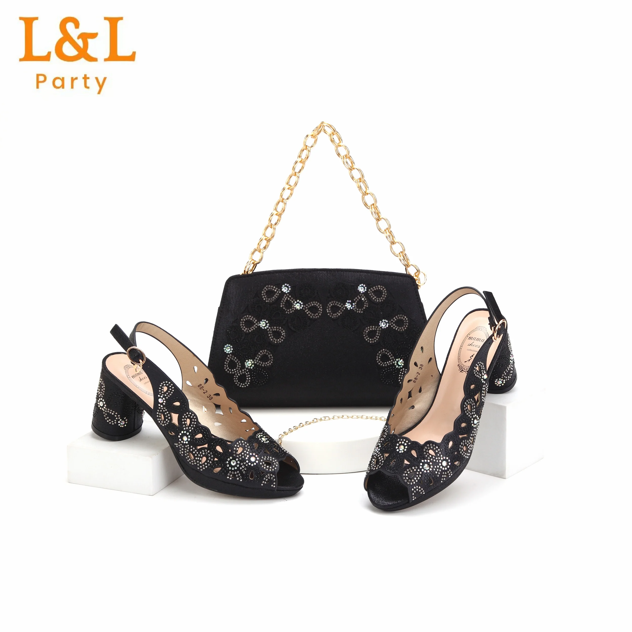 New Black Color Hollow Pattern Design Fashionable And Elegant Wear Comfortable Ladies Peep Toe Shoes And Bag for Wedding Party
New Black Color Hollow Pattern Design Fashionable And Elegant Wear Comfortable Ladies Peep Toe Shoes And Bag for Wedding Party