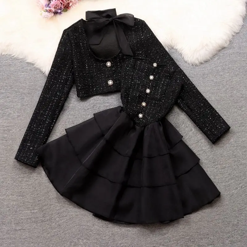Women's Dress Sets Small Fragrant Wind Sweet Hot Girls Tweed Dresses Long Sleeve Vintage Korean Fashion Coats Winter Female Top
Women's Dress Sets Small Fragrant Wind Sweet Hot Girls Tweed Dresses Long Sleeve Vintage Korean Fashion Coats Winter Female Top