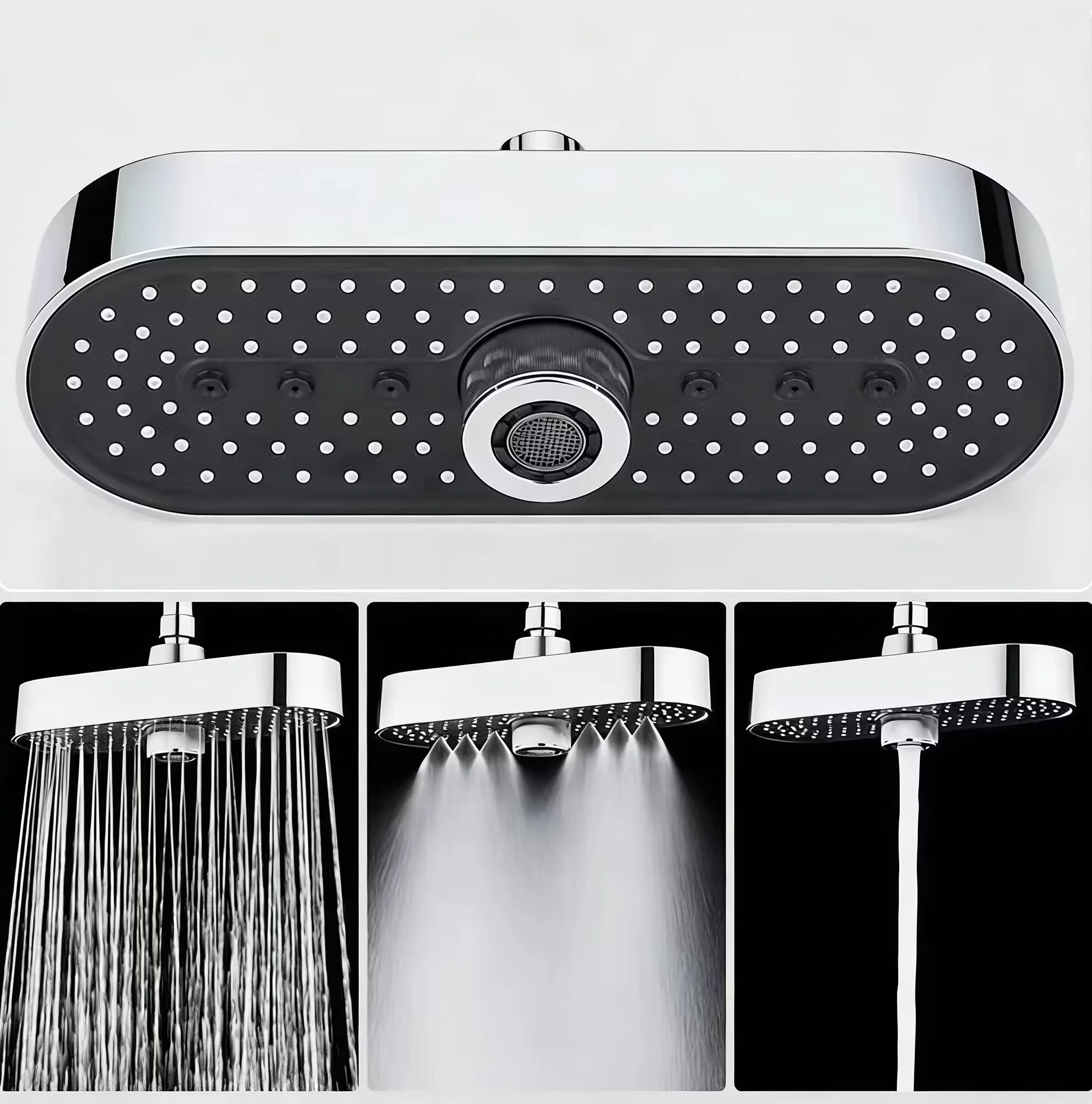 New 25CM Rectangular 3 Modes High Pressure Overhead Rain Shower Head Large Flow Booster Rain Shower 360° Rotation Water Saving
New 25CM Rectangular 3 Modes High Pressure Overhead Rain Shower Head Large Flow Booster Rain Shower 360° Rotation Water Saving