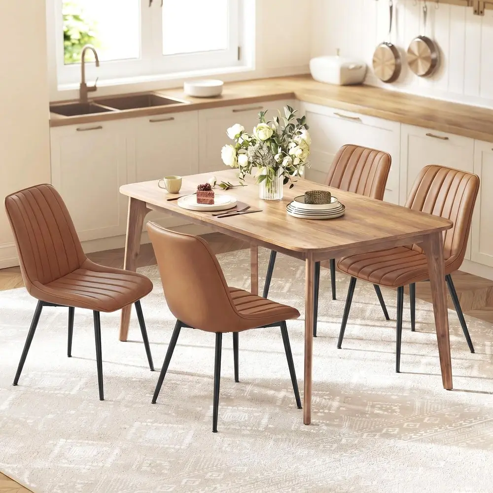 Dining Chairs Set of 4, Upholstered Kitchen Chairs, Synthetic Leather, Max. Load 264 lb, Steel Legs, Curved Backrest, for Dinin
Dining Chairs Set of 4, Upholstered Kitchen Chairs, Synthetic Leather, Max. Load 264 lb, Steel Legs, Curved Backrest, for Dinin