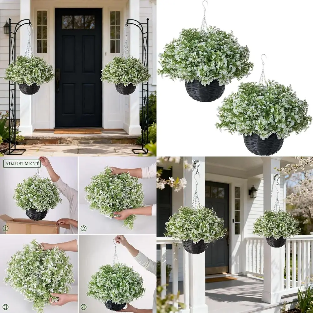 2 Artificial Boxwood Plants in Hanging Baskets - UV-Resistant Eucalyptus Leaves for Outdoor Porch, Patio, or Home Decor (White-G
2 Artificial Boxwood Plants in Hanging Baskets - UV-Resistant Eucalyptus Leaves for Outdoor Porch, Patio, or Home Decor (White-G