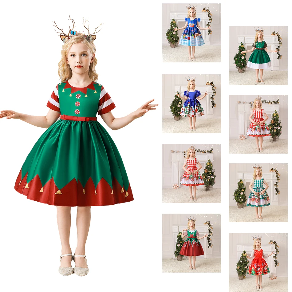 Christmas Clothes Santa Claus Print Dress For Girl Red and Green Plaid Striped Ball Gown Carnival Birthday Bowknot Frocks
Christmas Clothes Santa Claus Print Dress For Girl Red and Green Plaid Striped Ball Gown Carnival Birthday Bowknot Frocks