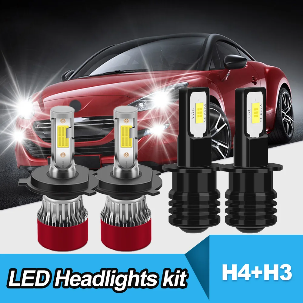 4PCS H4 H3 LED Headlight High/Low Beam Fog Light Bulbs 6500K Bright White 3570 CSP Combo Kit
4PCS H4 H3 LED Headlight High/Low Beam Fog Light Bulbs 6500K Bright White 3570 CSP Combo Kit