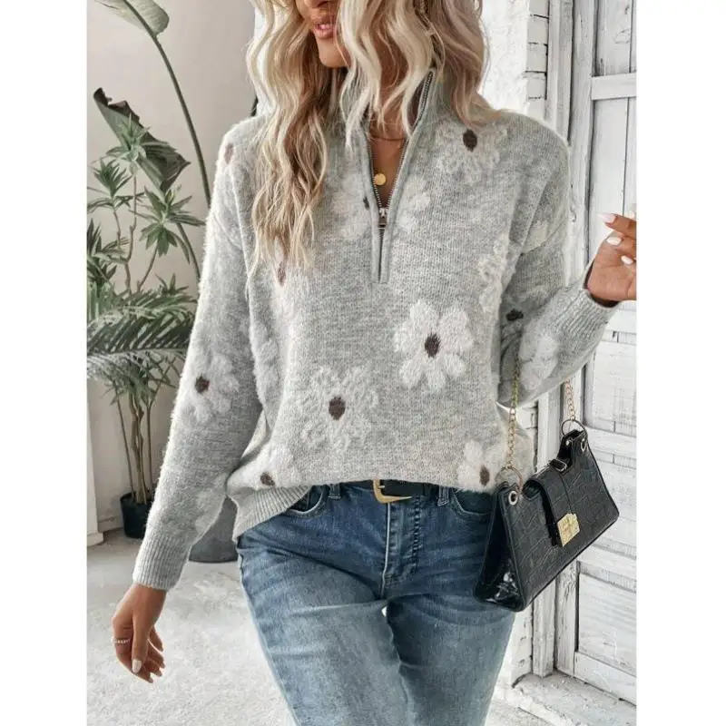 New L 57423 Floral Pattern f Zip oulder Sweater Women's Knitted Ne Nine Sve Winter Faion Ciwalk Sweater
New L 57423 Floral Pattern f Zip oulder Sweater Women's Knitted Ne Nine Sve Winter Faion Ciwalk Sweater