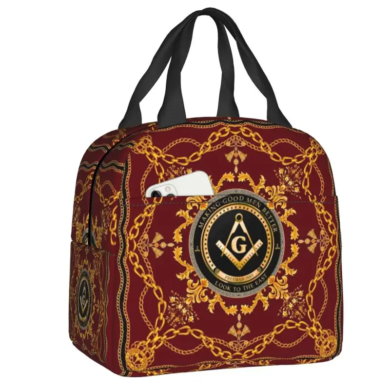 Custom Freemason Symbolism Insulated Lunch Bag for Outdoor Picnic Masonic Pattern Portable Cooler Thermal Bento Box Women
Custom Freemason Symbolism Insulated Lunch Bag for Outdoor Picnic Masonic Pattern Portable Cooler Thermal Bento Box Women