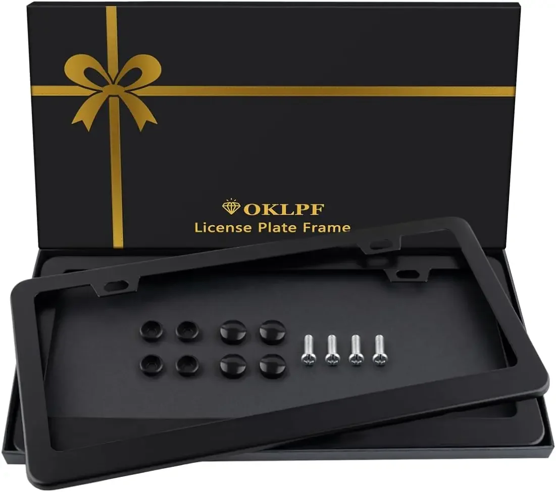 2 Pack Black License Plate Frame Aluminum Matte Cover for Front and Rear with Screw Caps
2 Pack Black License Plate Frame Aluminum Matte Cover for Front and Rear with Screw Caps