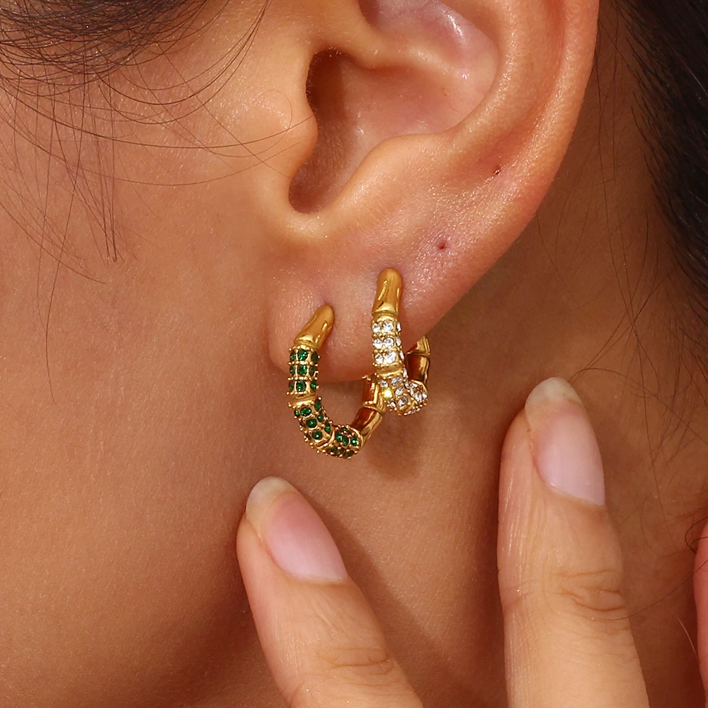 New Jewelry TrendyWaterproof C-shaped Bamboo Joint Micro-Embedded Earrings For Women Pretty Gift 18K Gold Plated Stainless Steel
New Jewelry TrendyWaterproof C-shaped Bamboo Joint Micro-Embedded Earrings For Women Pretty Gift 18K Gold Plated Stainless Steel