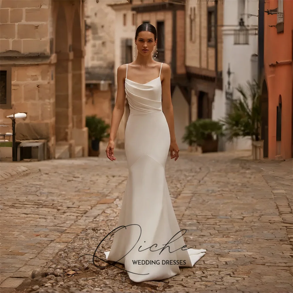 QICHE Classic Sleeveless Mermaid Wedding Dresses Spaghetti Straps V-Neck Pleat Bridal Party Gown Vestidos De Noiva Customized
QICHE Classic Sleeveless Mermaid Wedding Dresses Spaghetti Straps V-Neck Pleat Bridal Party Gown Vestidos De Noiva Customized
