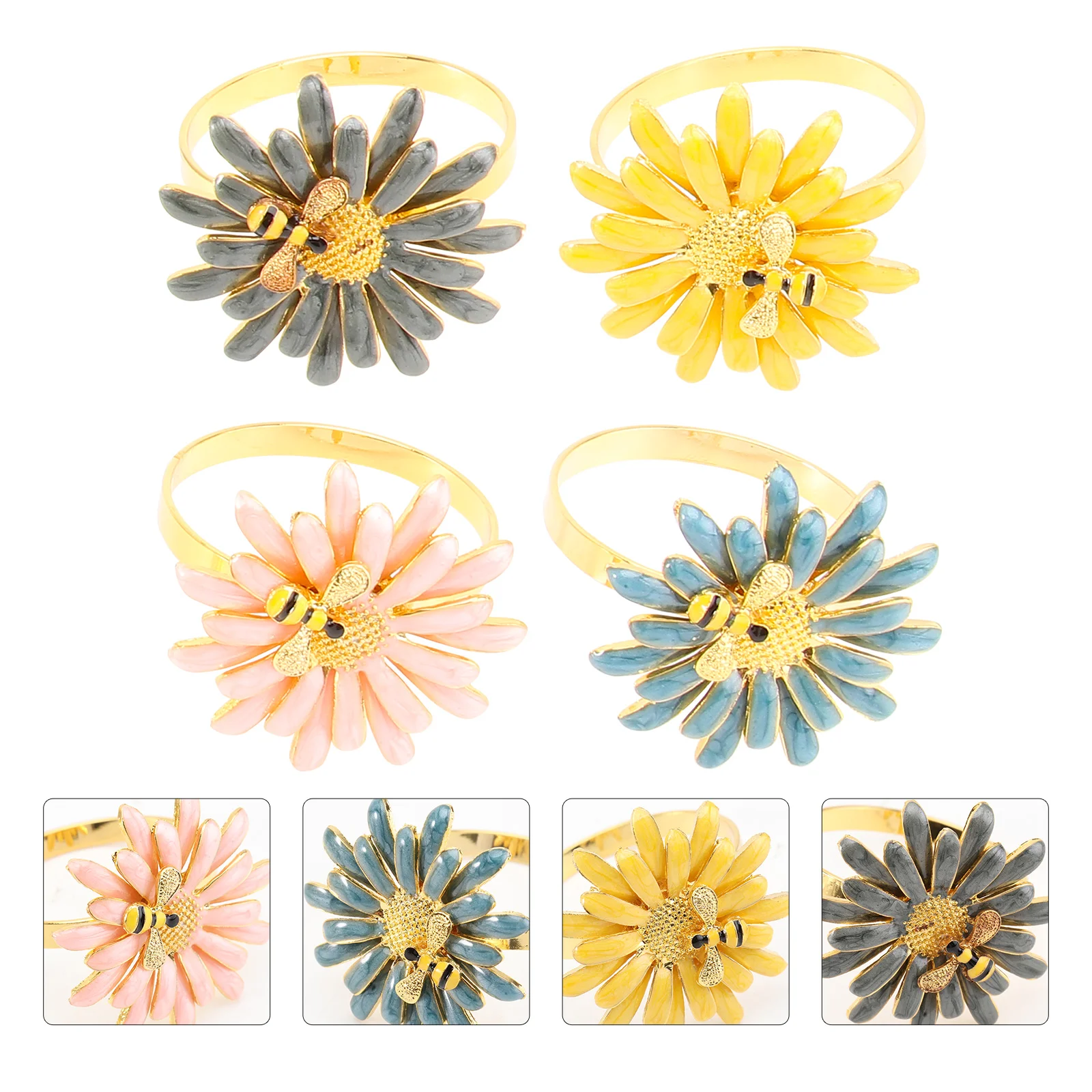 4pcs Napkin Rings Creative Bee Flowers Shape Zinc Alloy Elegant Dinner Party Bridal Shower Christmas Sparkling Decorative Napkin
4pcs Napkin Rings Creative Bee Flowers Shape Zinc Alloy Elegant Dinner Party Bridal Shower Christmas Sparkling Decorative Napkin