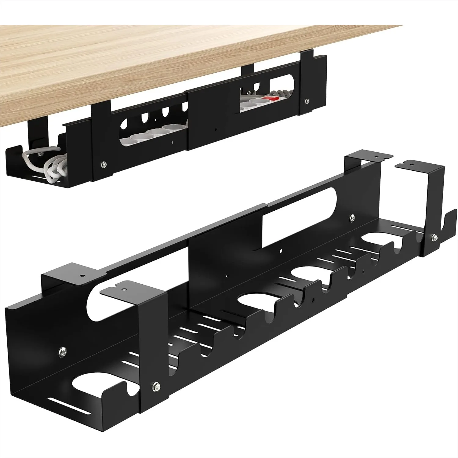Cable Management Under Desk Tray, 2-Pack Adjustable Large Cord Organizer for Standing Desk with Open Design
Cable Management Under Desk Tray, 2-Pack Adjustable Large Cord Organizer for Standing Desk with Open Design