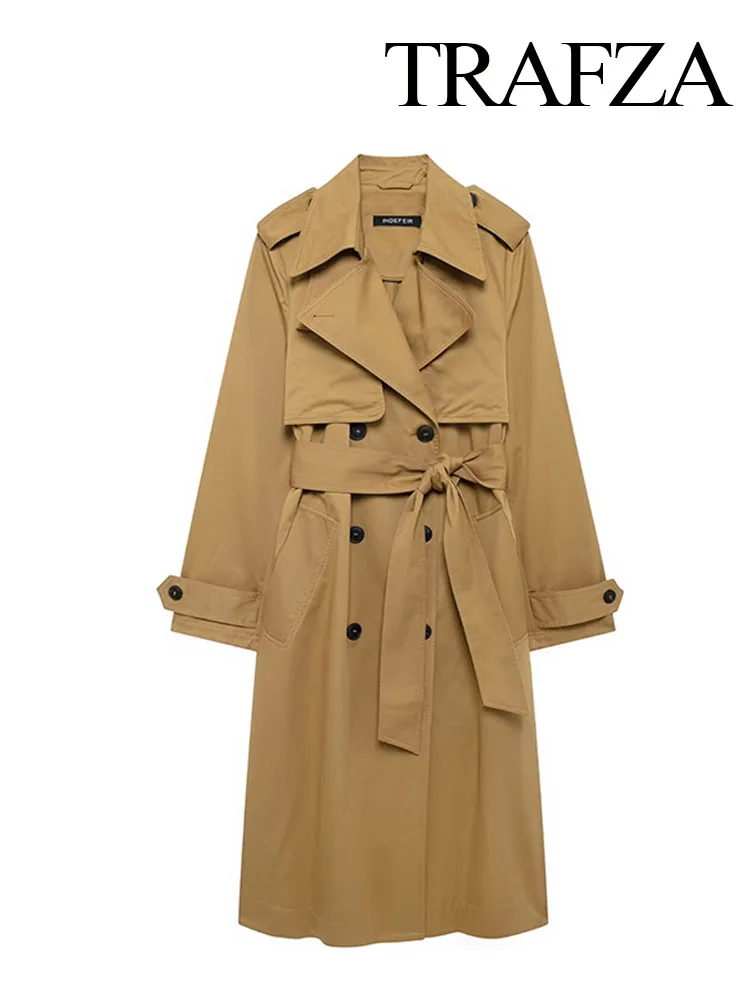 TRAFZA Women's Autumn Trench Coat Solid Turn-Down Collar Long Sleeves Belt Decorate Double Breasted Female Fashion Windbreaker
TRAFZA Women's Autumn Trench Coat Solid Turn-Down Collar Long Sleeves Belt Decorate Double Breasted Female Fashion Windbreaker